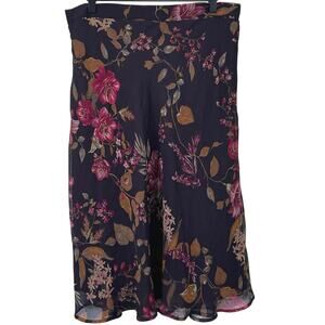 Westsport 1962 Floral Midi Skirt Large Sheer Overlay Boho Romantic Elastic Waist